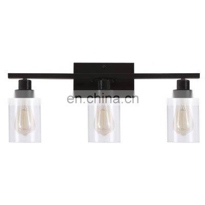 Modern 3 Light Fixture Wall Sconce Applique Murale Black Brass Gold Wall Light With Clear Glass For Bathroom Vanity Light