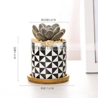 Amazon Hot Sold Indoor Pots Europe Light Set Ceramic With Drainage Tray Oval Square Flower Pot