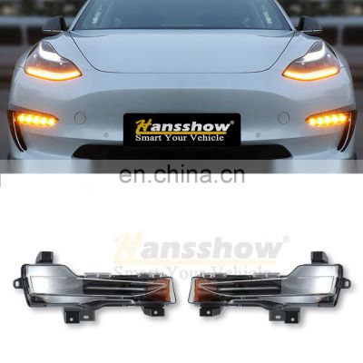 Hansshow  Front Bumper Lights Daylight Running  Led Light Amber Fog Light For Tesla Model 3/Y Led Day Time Lamp Strip