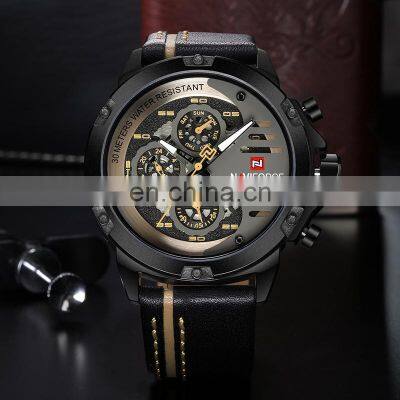 Naviforce 9110 Japan Quartz Movt Custom Logo Watch Leather Complete Calendar Wristwatches Naviforce Watches For Men photo-5