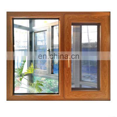 new products of thermal break  aluminum swing window  95 series profile casement window wooden color