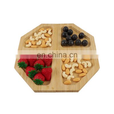 Home Collection Premium Bamboo Wood Square Shape Wedding Serving Tray Bowl Plate For Snack Cake Fruit Nuts