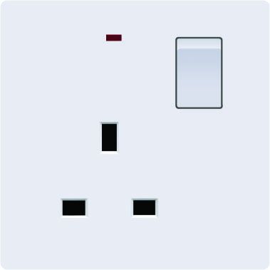 Double pole 13A UK socket with switch