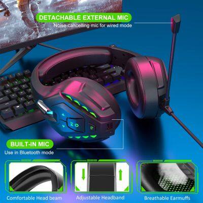 Wireless Bluetooths 40h Gaming Headset Over Ear Headphones With Noise Cancelling Detachable Mic Headset for Phone photo-4