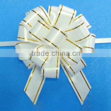 With gold lines ribbon pull bow/ Pull String Ribbon Bow for holiday decoration