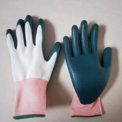 white polyester 13 gauge knitted physical pressed latex palm coated  work gloves