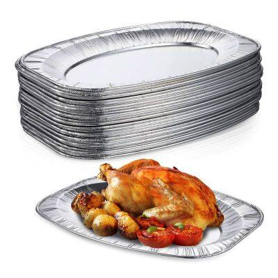 Oval Aluminum Foil Tray Disposable Serving Platter for Food Display Baking Party Catering photo-3