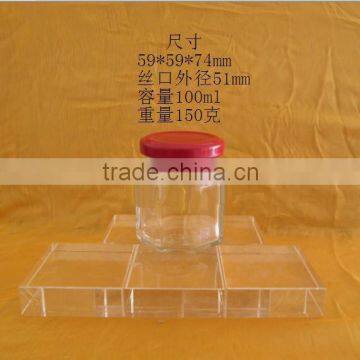 100ml clear haxagonal glass jar with lid