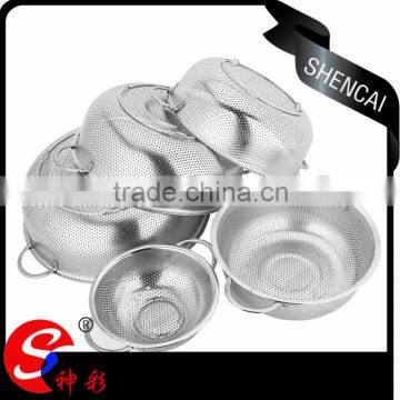 Good kitchen helper two ears vegetable colander,stainless steel strainer for fruit rice vegetable