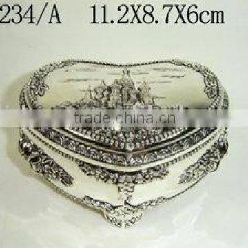 Pretty Silver Heart Metal Jewelry Box(LD-234/A)