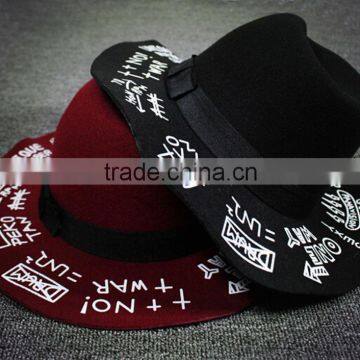 Autumn Winter Fedora Hat Creative Painting Large Brim Women Sun Hat
