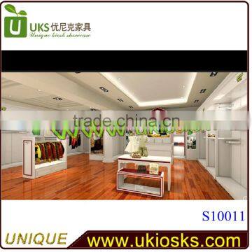 Made in China and cheap price high glossy shop interior design/retail clothing store furniture design