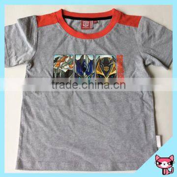 Spring Summer Boy Wear Clothing Gray Full Cotton Blouses Child T Shirt