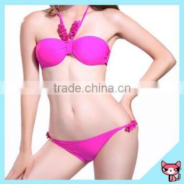 Strapless Solid Color Bow Swimwear