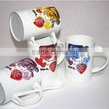 Wholesale heart shape rose ceramic coffee mug with spoon