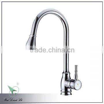High Quality Chrome Plating Modern Style Single Handle Brass Spring Kitchen Faucet 3512A