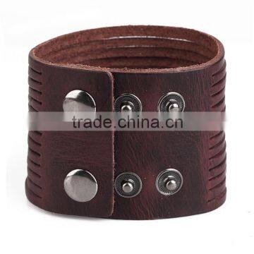 Chinese Wholesale Genuine Leather Men's Women's Wrap Bracelet Wristband Bangle photo-2