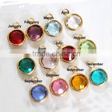 OEM Gold Personalized Charms,Birthstone Charms, Connector Charms, Bezel Set Birthstone Charms, Crystal Birthstones Charm