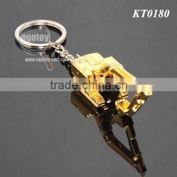 3D Excavator Shaped Three-dimensional Gold Color Alloy Metal Excavator Keychain photo-3