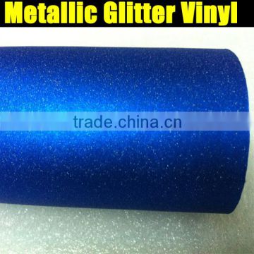 Top quality metallic blue glitter wrap film for car decoration with size : 1.52*20m