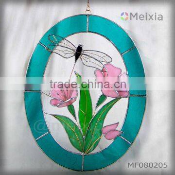 MF080205 china wholesale tiffany style stained glass panel wall hanging window decor for home decoration