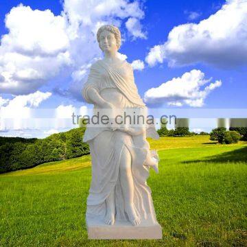 European Style Large Lady Natural White Marble Statue