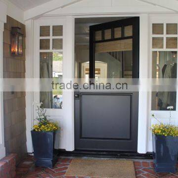 External solid wood half door with glass windows