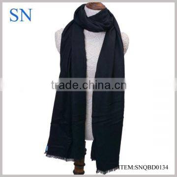 100% acrylic knitted solid black pashmina scarf