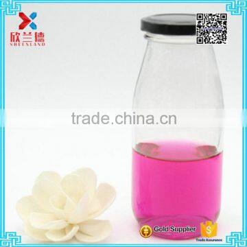 empty round glass milk bottles with metal screw cap wholesale 240ml