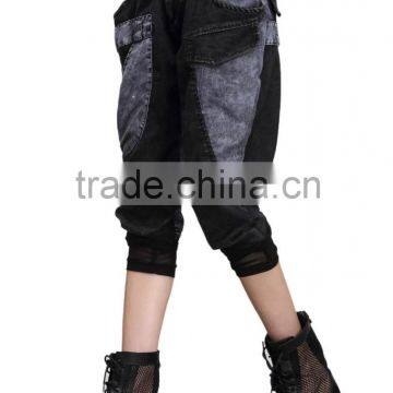 Women Punk Rock Loose Jeans Capri Pants Washed Hip-hop Denim Harem Cropped-pants photo-3