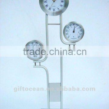 metal weather station clock, gifts clock, thermometer & hygrometer clock