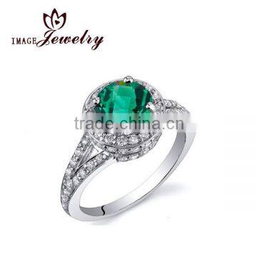 Bright 925 Sterling Silver Round gemstone prong setting Ring