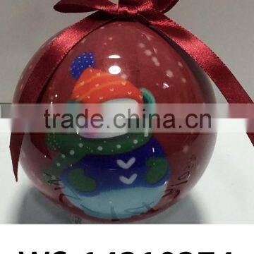 2015 Hot Selling Snow Man Design Colored Drawing Christmas Balls