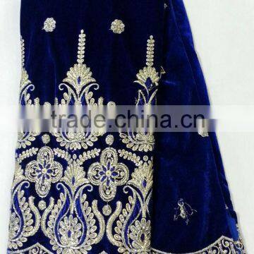 CL9379-2 New design high quality African big embroidered ROYAL Velvet lace softly material for making dress