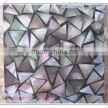 Triangle black/gray mother of pearl seashell mosaic with black Resin wall tile