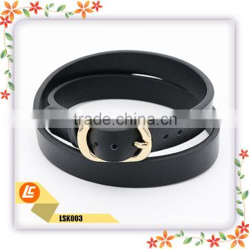 Wholesale Fashion New Personality Belt Buckle Leather Bracelet for Womens for Girls