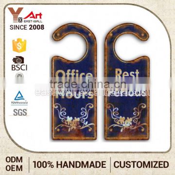 High Quality OEM service craft art iron decorative wooden door hanger sign hangers