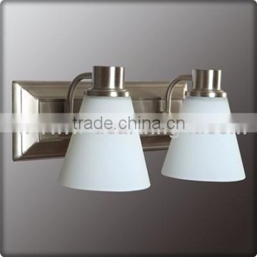 UL CUL Listed Brushed Nickle Hotel Bathroom Lamp With Double Glass Shades W20161