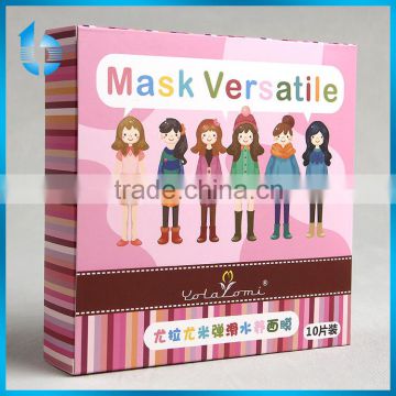 Embossed printed paper packaging box with matte finished varnish for facial mask versatile using