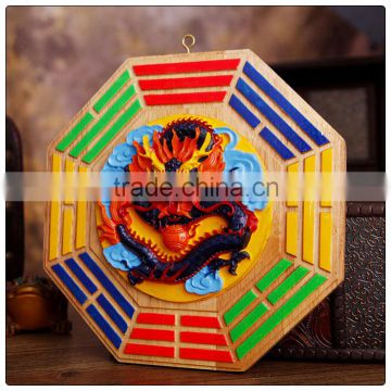 Fengshui Ba Gua Mirrors,peach wooden lion design bagua Mirror