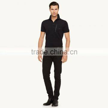 black polo t shirt with front zip