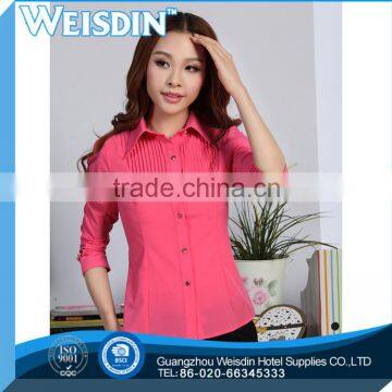 Business Shirts Guangzhou Wholesale Polyester/cotton Ladies Chambray Shirt photo-3