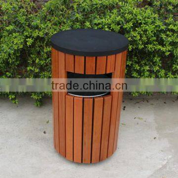 Street garbage bin wooden outdoor trash bin