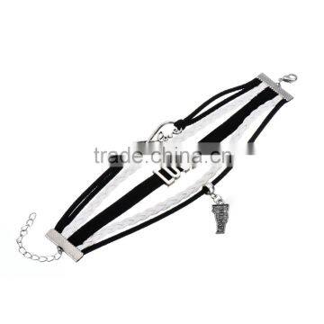 Fashion Faith Style i Love Vermont Antique Silver Infinity Love Charms Bracelet Wax Cords Leather Bracelet photo-4