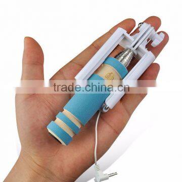 2016 new amazon Professional Portable tripod monopod wired mini selfie stick for iphone mini self stick OEM print logo