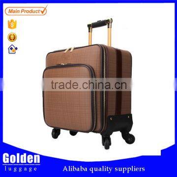 OEM favorable retractable lightweight trolley luggage PU material business trip suitcase for men