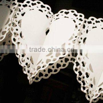 Valentine's Day white Tissue LACE HEART GARLAND Party Hanging Decoration