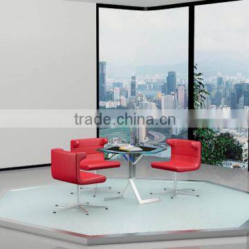 glass Small Round Office Meeting Table with Metal Legs in Office Furniture Simple Combination glass Meeting Table PT-M0504