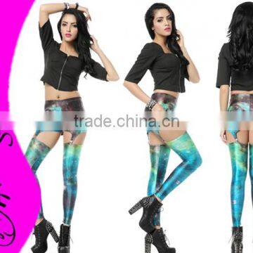 Sex Hot Cheaper Leggings for Women Designed digital Printed green galaxy Suspenders jeans punk pants trousers