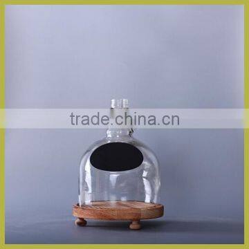 Glass dome wood base wholesale , glass cloche for decorative